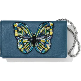 Crystal Pond Beaded Wings Clutch Wallet