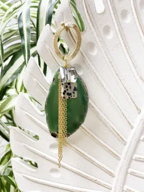 dalmatian jasper and green agate eye catcher