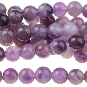 Dog Teeth Amethyst 6mm Round - 8-Inch