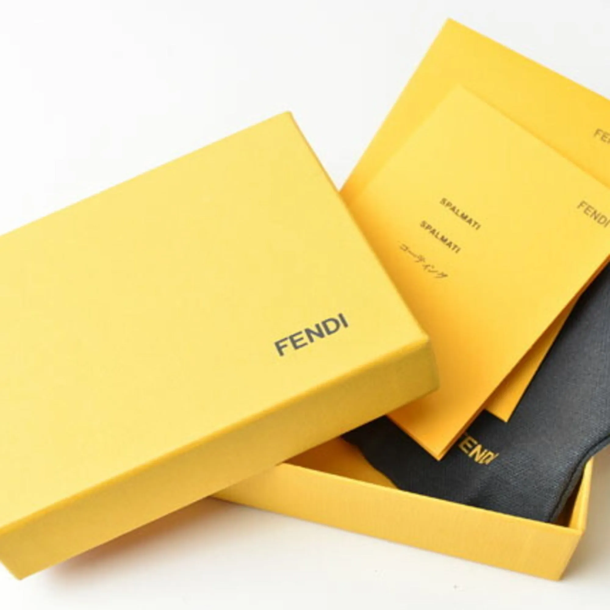 Fendi card case business holder FENDI leather black gold