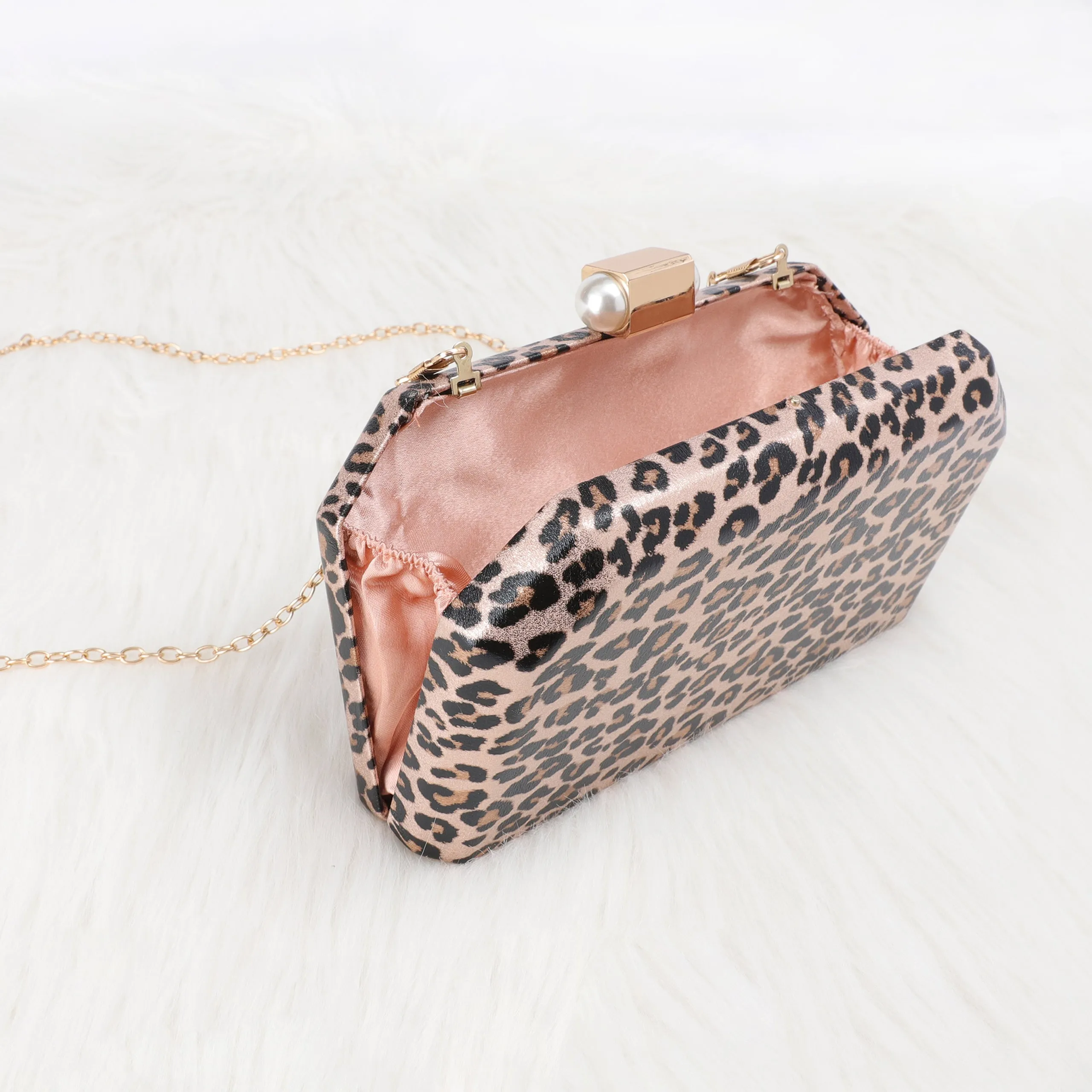 Gilded Leopard Print Clutch