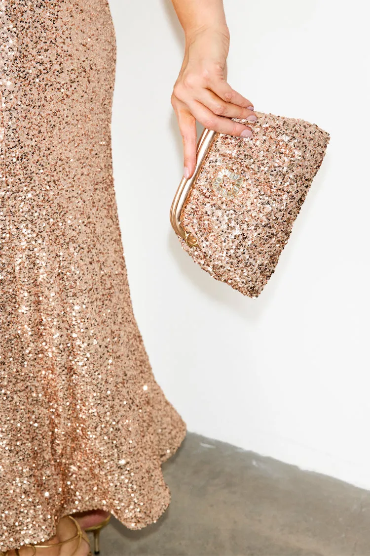 Gold Sequin Clutch Bag