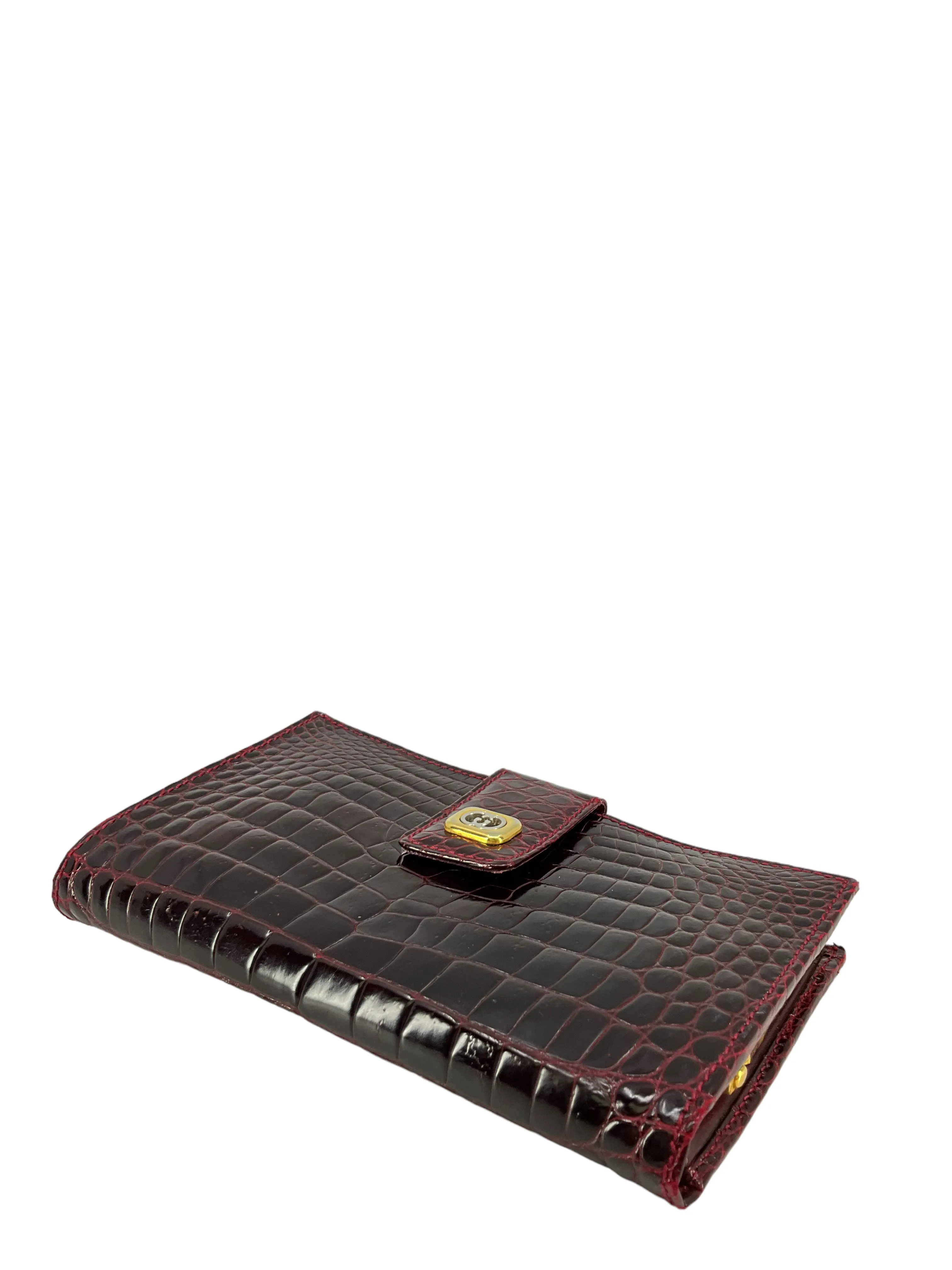 Gucci Burgundy Crocodile Wallet