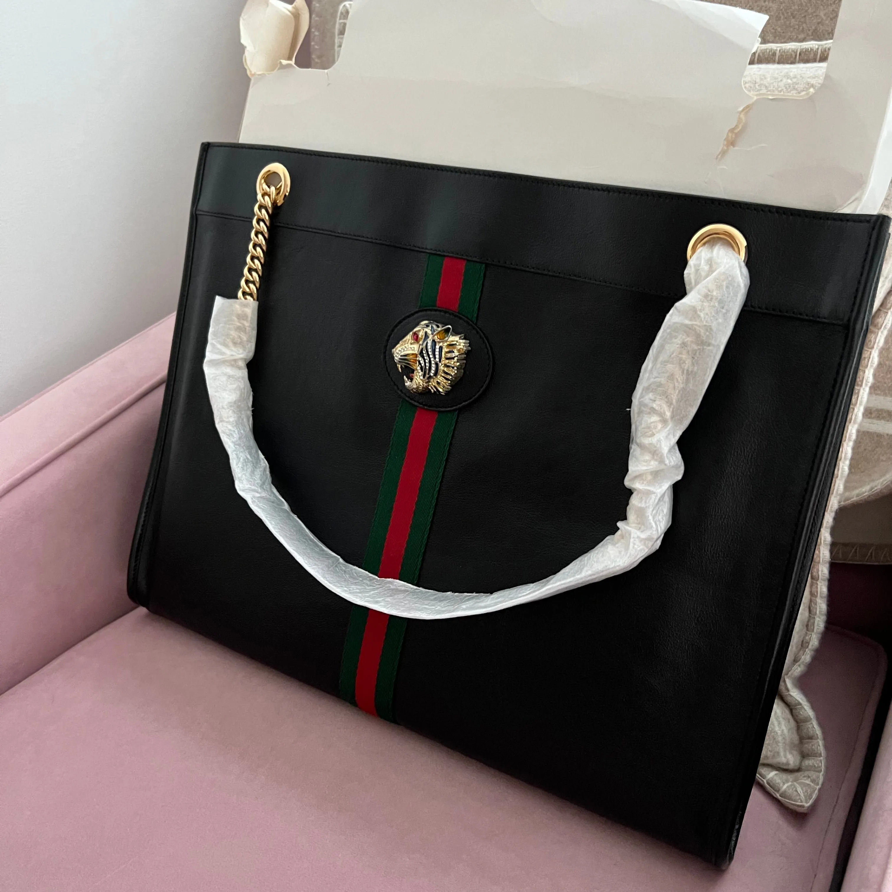 GUCCI Rajah Leather Tote Bag