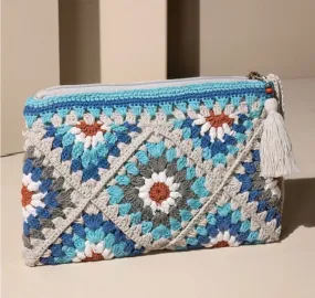 Handmade crochet periwinkle clutch