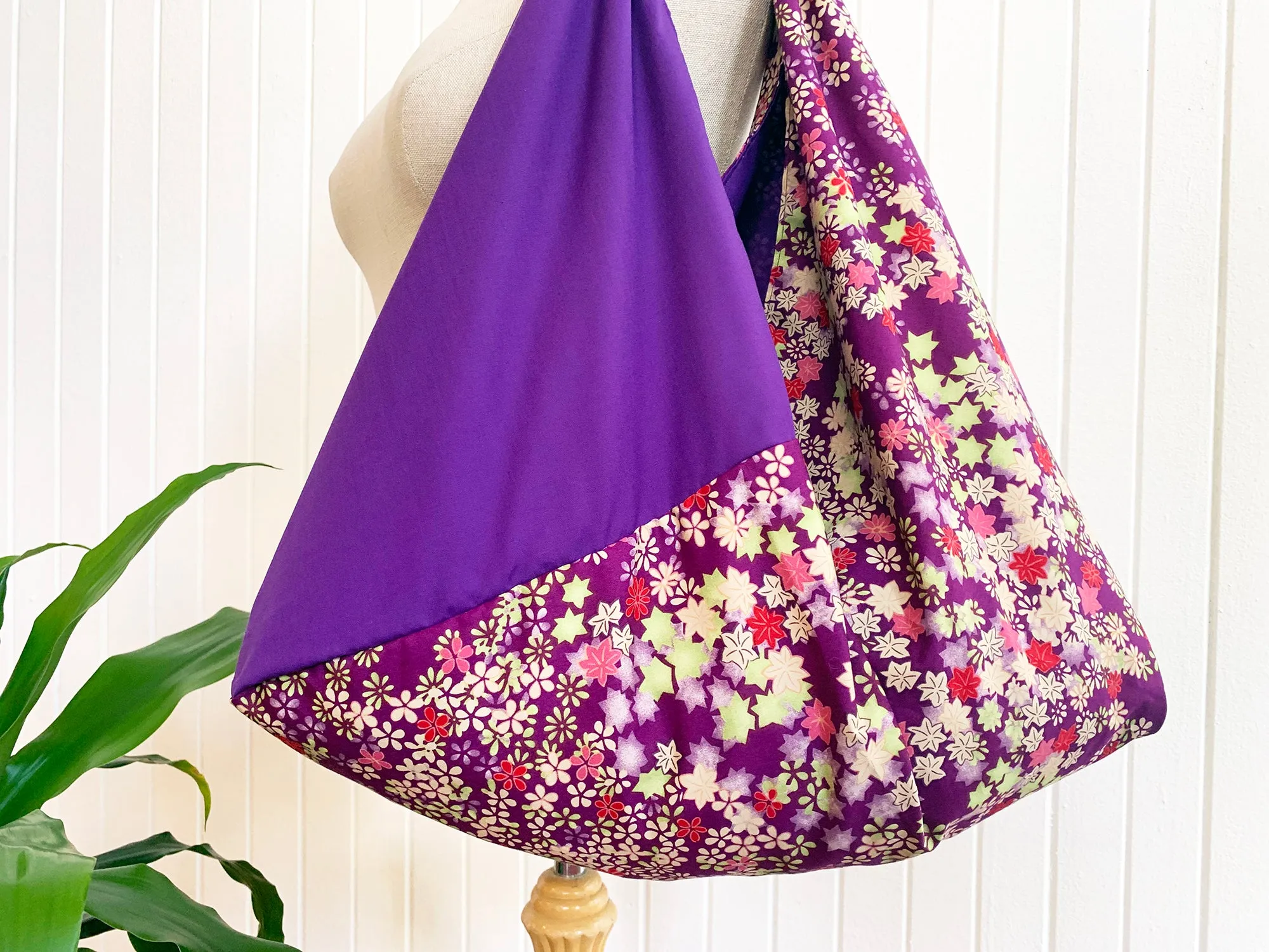 *Handmade* Origami bag | Market bag | Purple floral