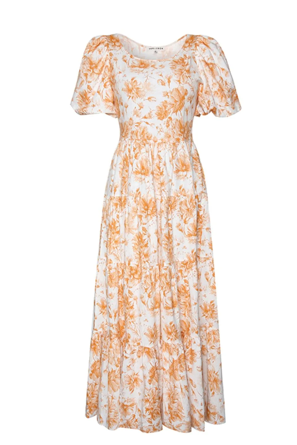 Harmony Rust Floral Bubble SS Tiered Maxi Dress