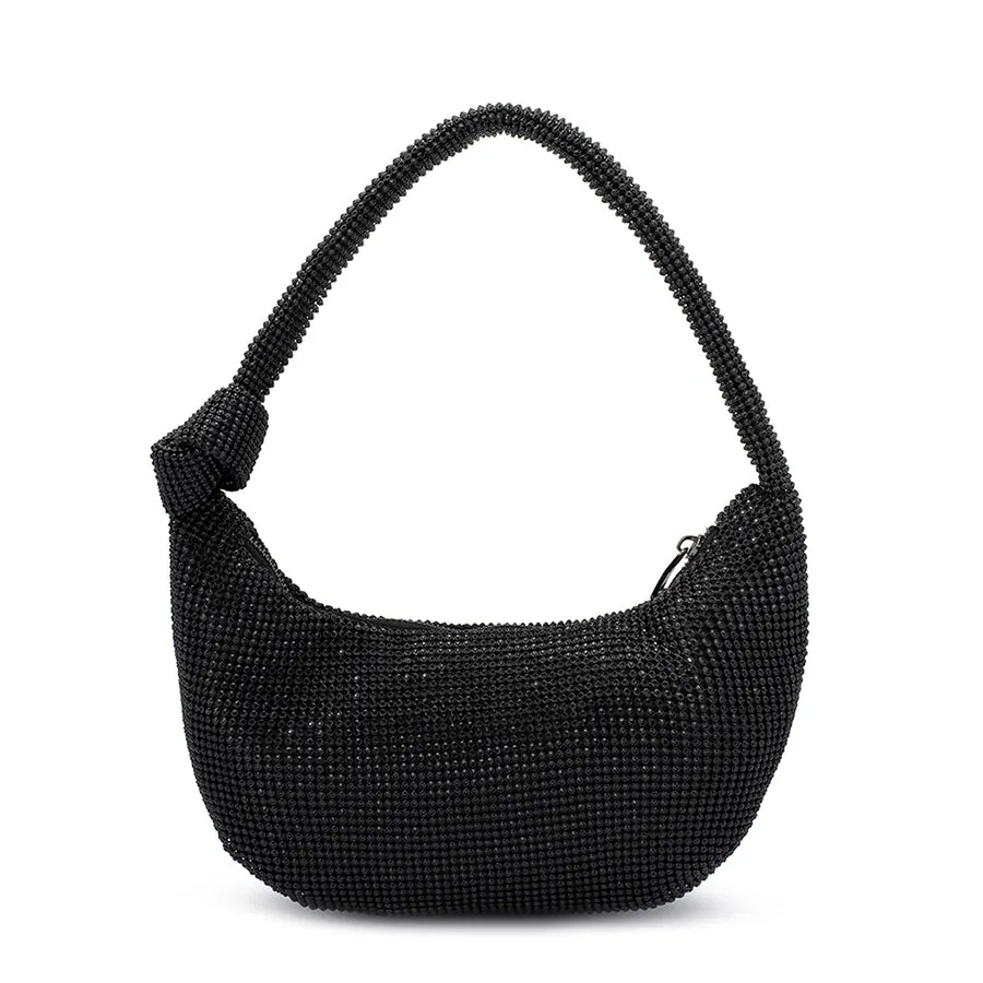 JESSICA CRYSTAL MESH BAG - BLACK