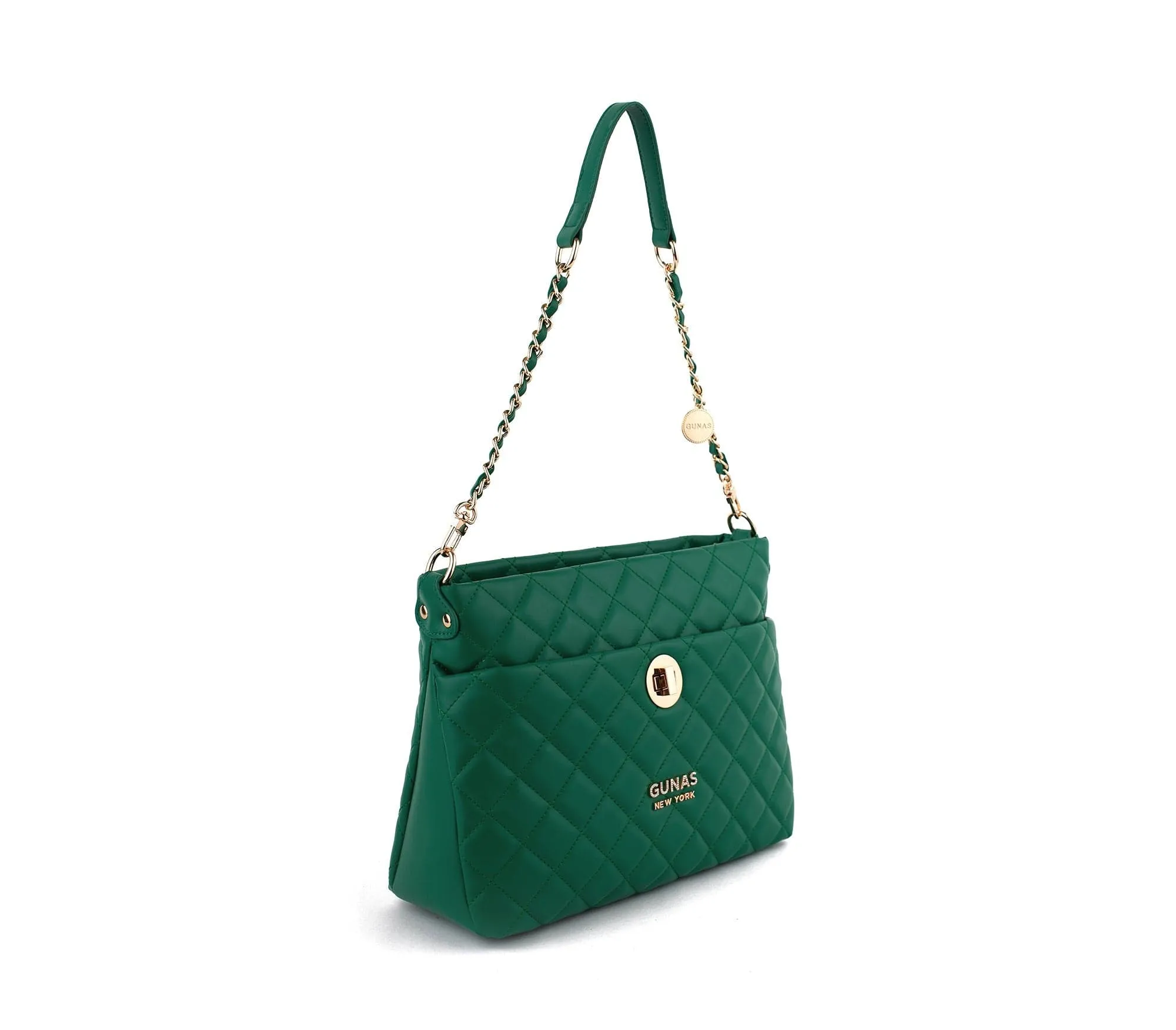 Koi Quilted Vegan Leather Shoulder Bag | Green