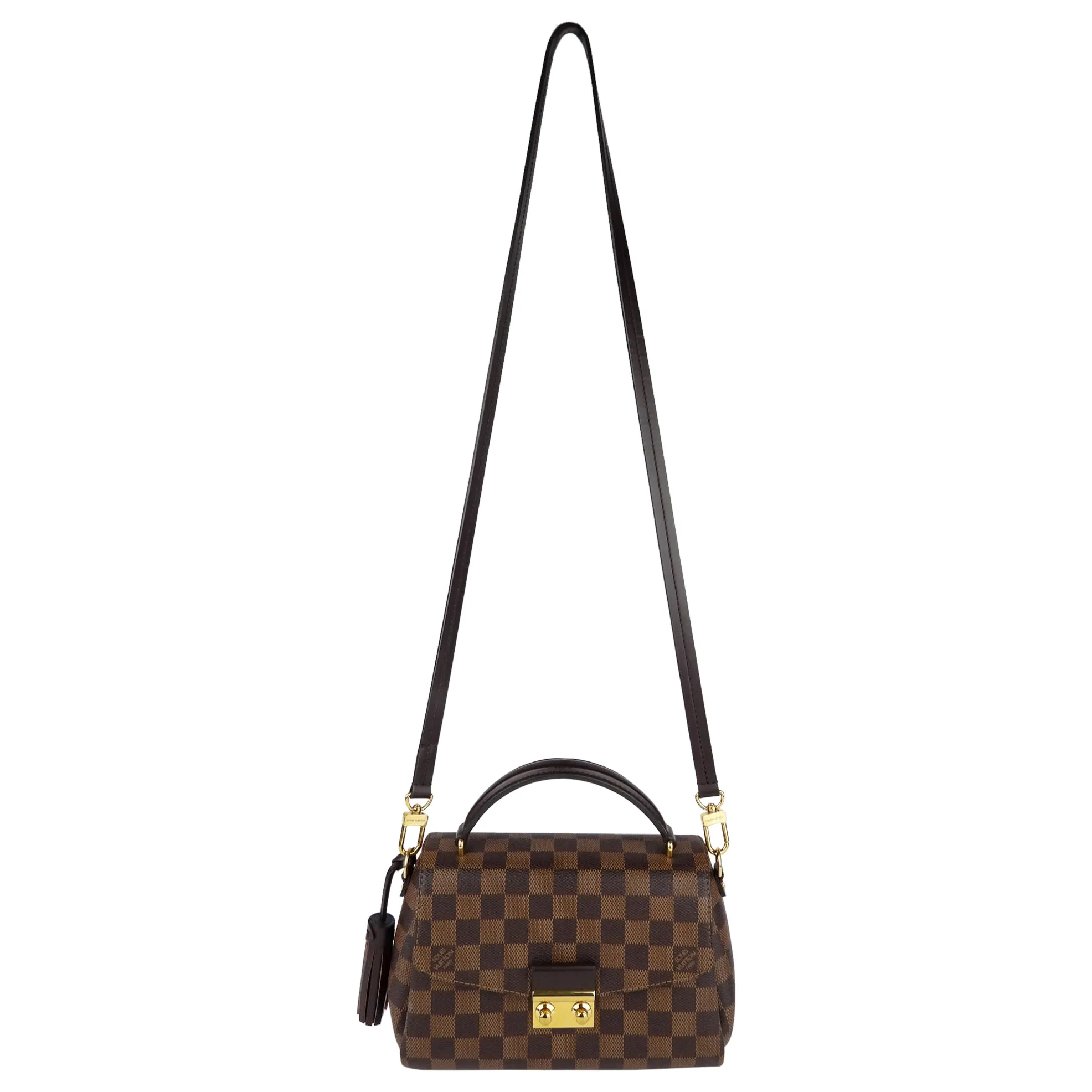 Louis Vuitton Croisette Damier Ebene Coated Canvas Two Way Top Handle Shoulder Bag