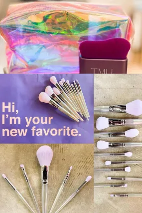 Makeup Brush & Bag Set : Purple Iridescent