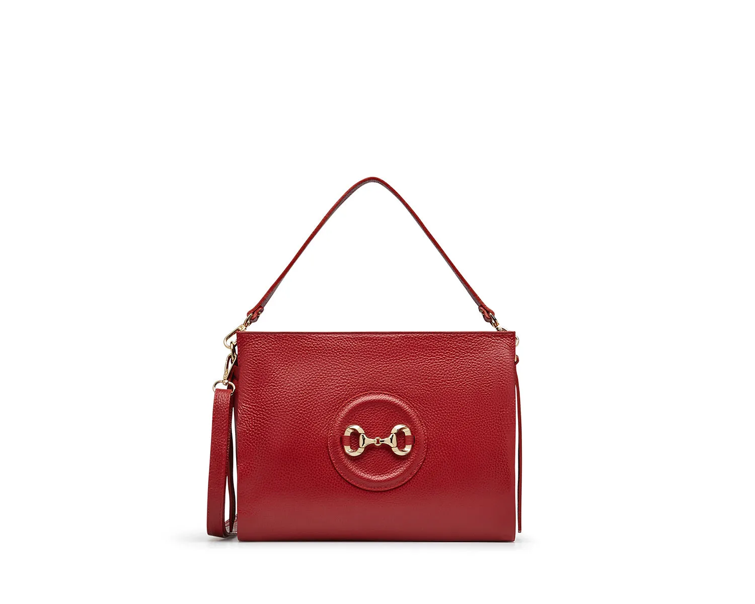 Marco Moreo Elegant Red Leather Shoulder Bag