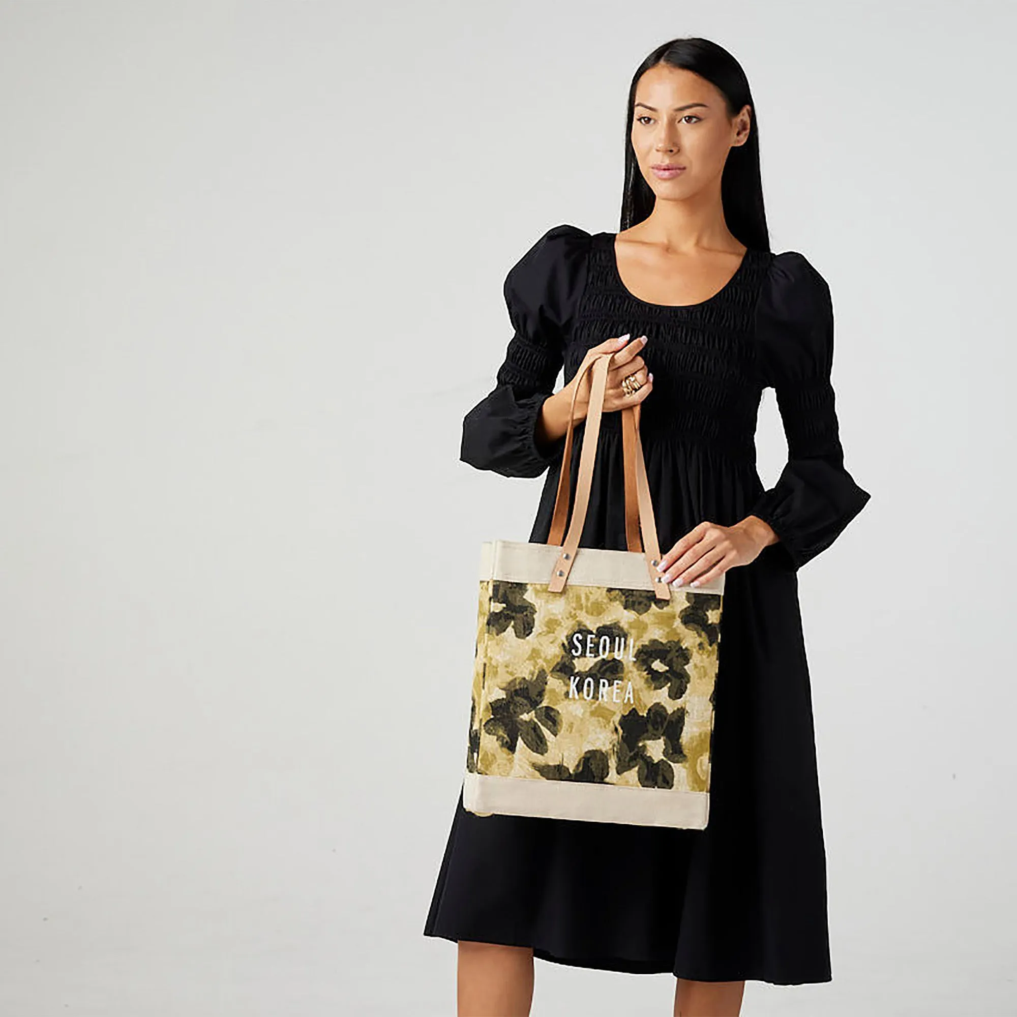 Market Tote in Khaki Bloom by Liesel Plambeck