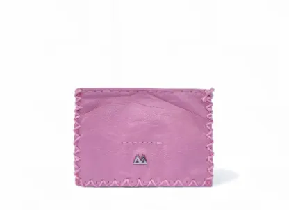 MARTE EGELE BUBBLE GUM PINK OZI CARDHOLDER with Brand’s Metal Logo