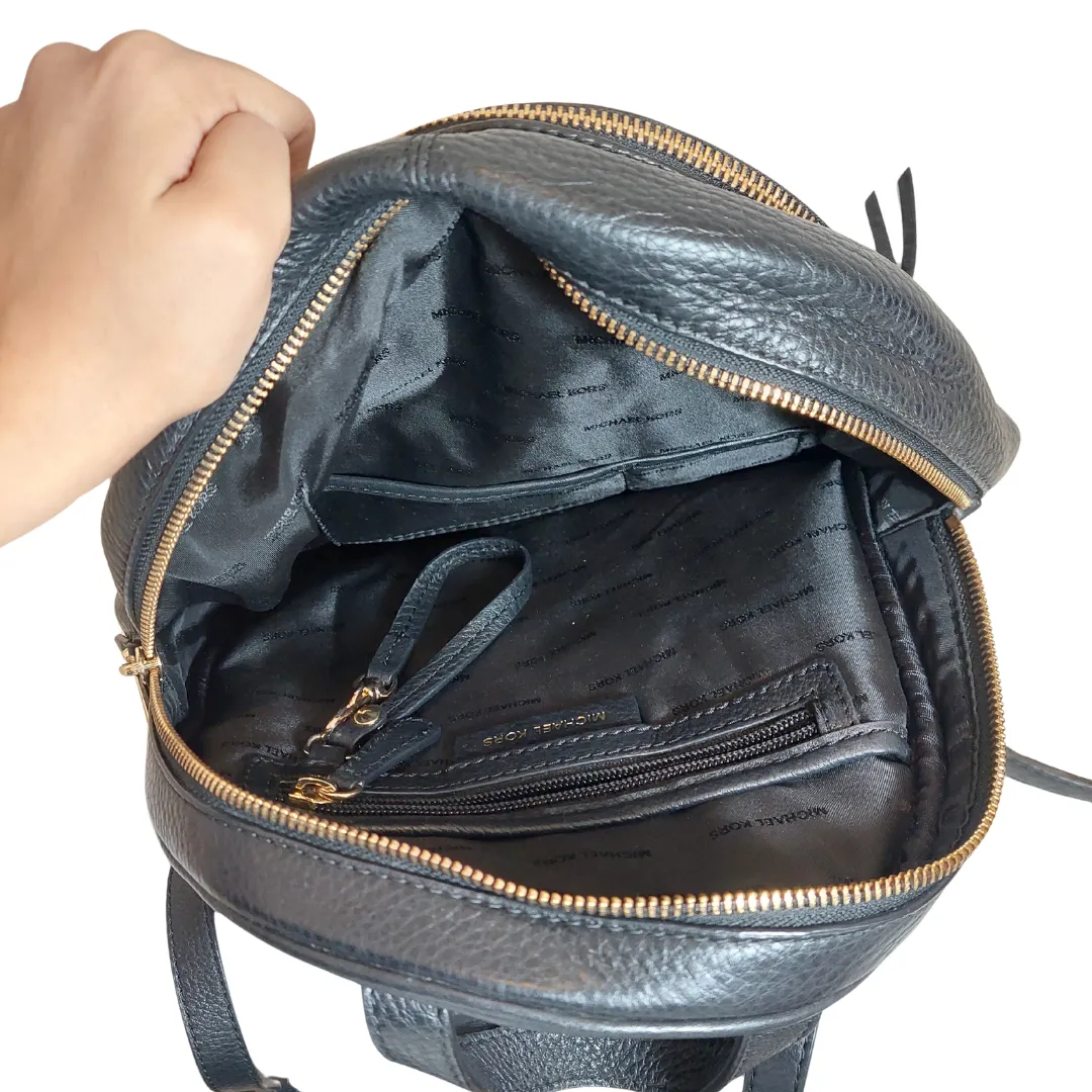 Michael Kors Black Pebbled Leather 'Rhea' Backpack | Gently used |