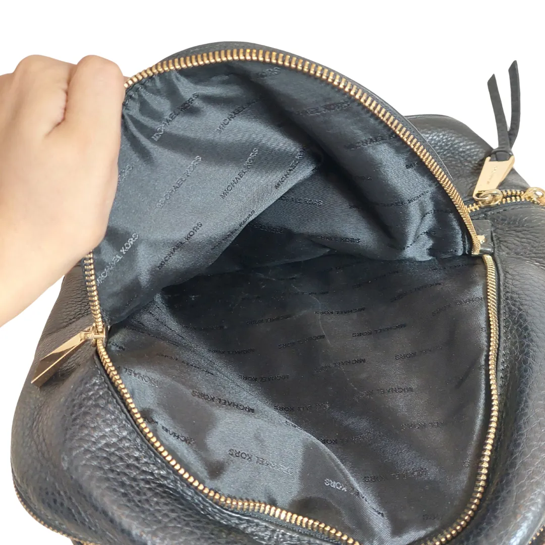 Michael Kors Black Pebbled Leather 'Rhea' Backpack | Gently used |