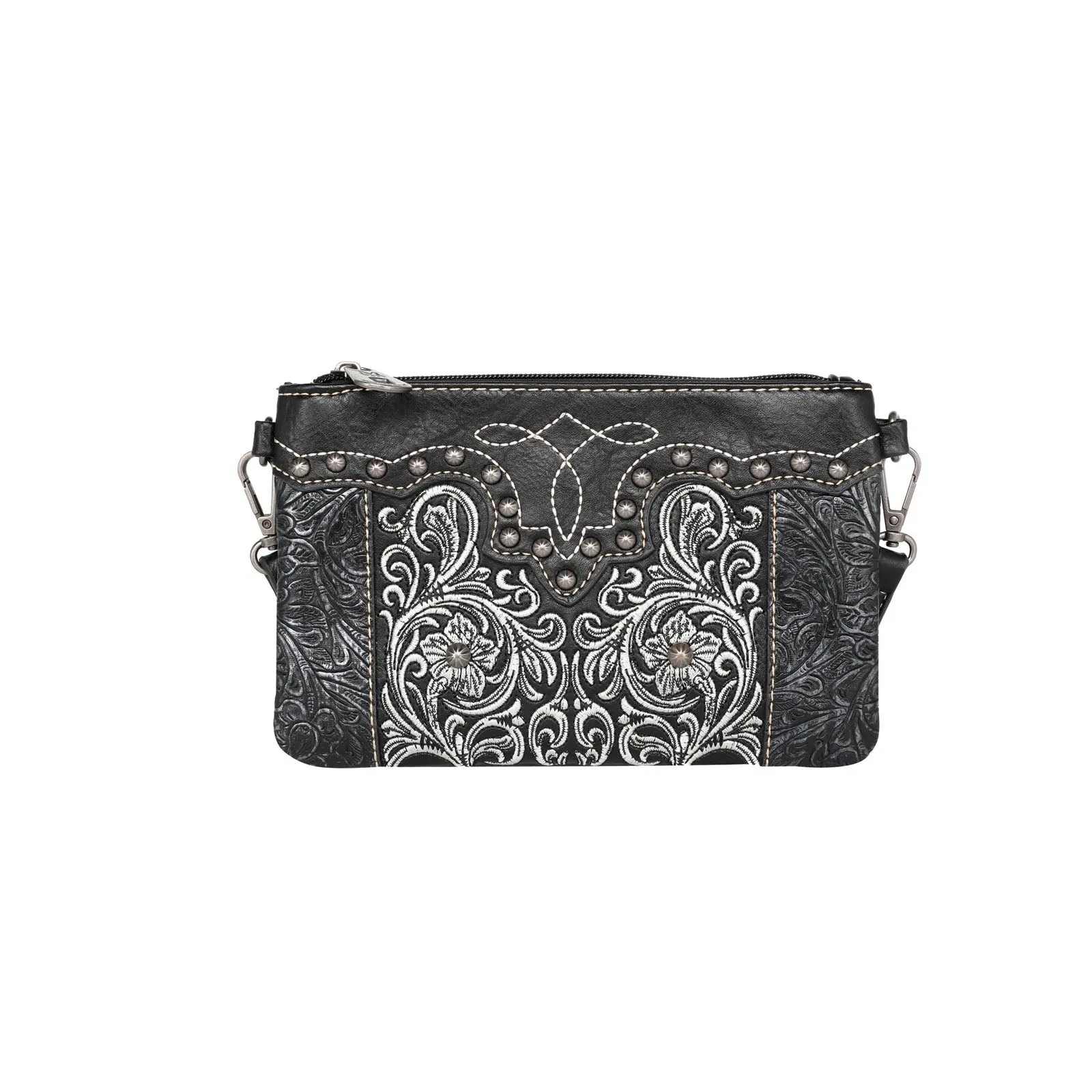 Montana West Floral Embroidered Crossbody Clutch