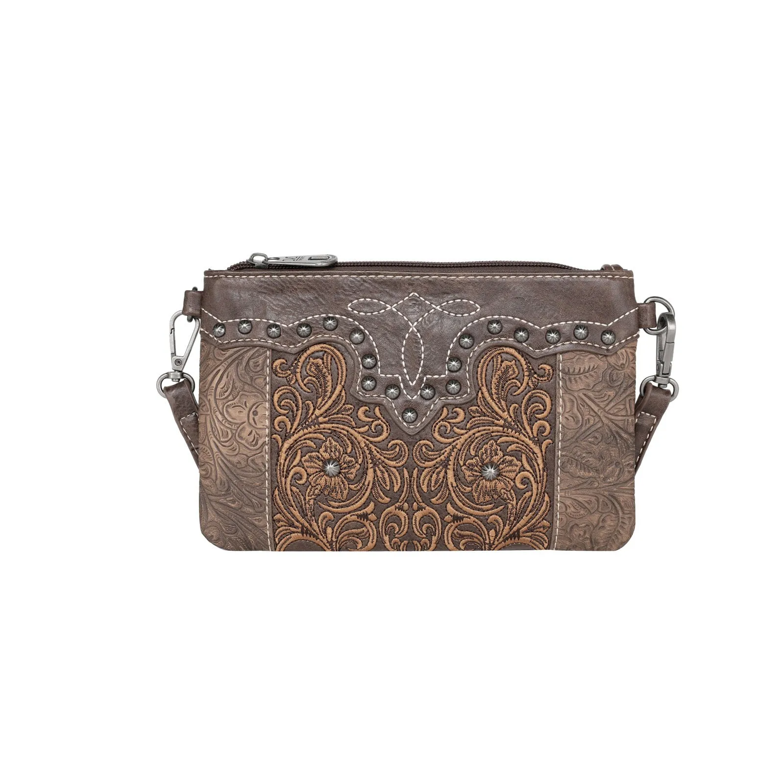 Montana West Floral Embroidered Crossbody Clutch