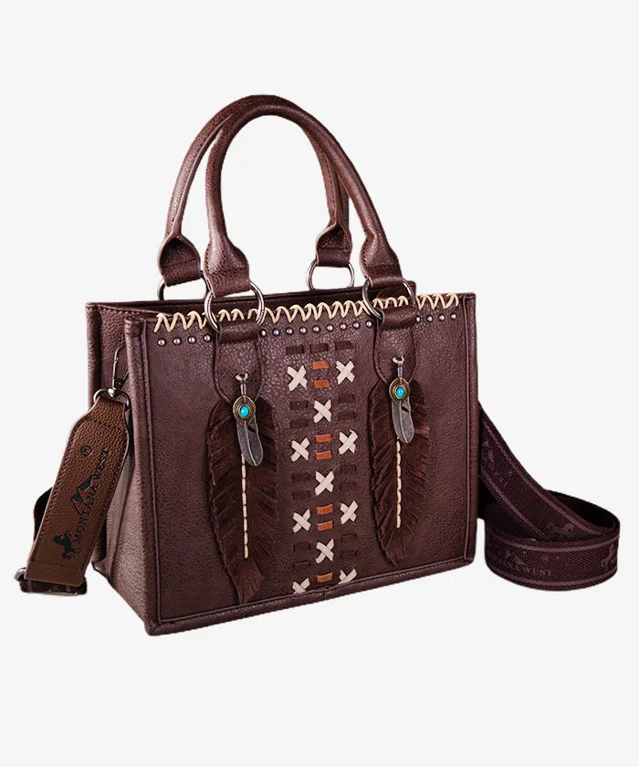 Montana West Whipstitch Feather Tote Bag