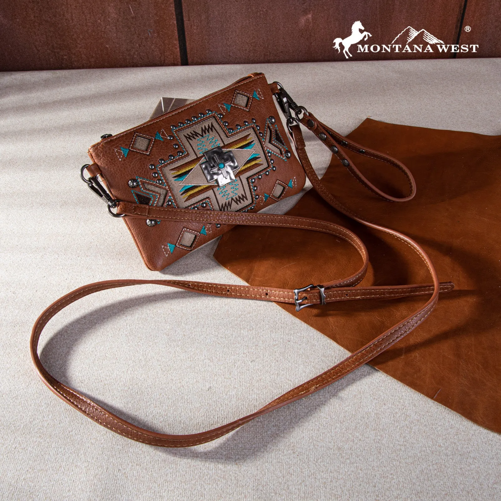 MW1261-181 Montana West Concho Collection Crossbody/Wristlet