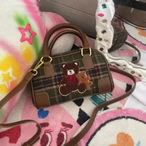 Plaid Bear Crossbody Bag