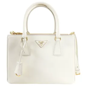 Prada Ivory Saffiano Medium Galleria Double Tote Bag