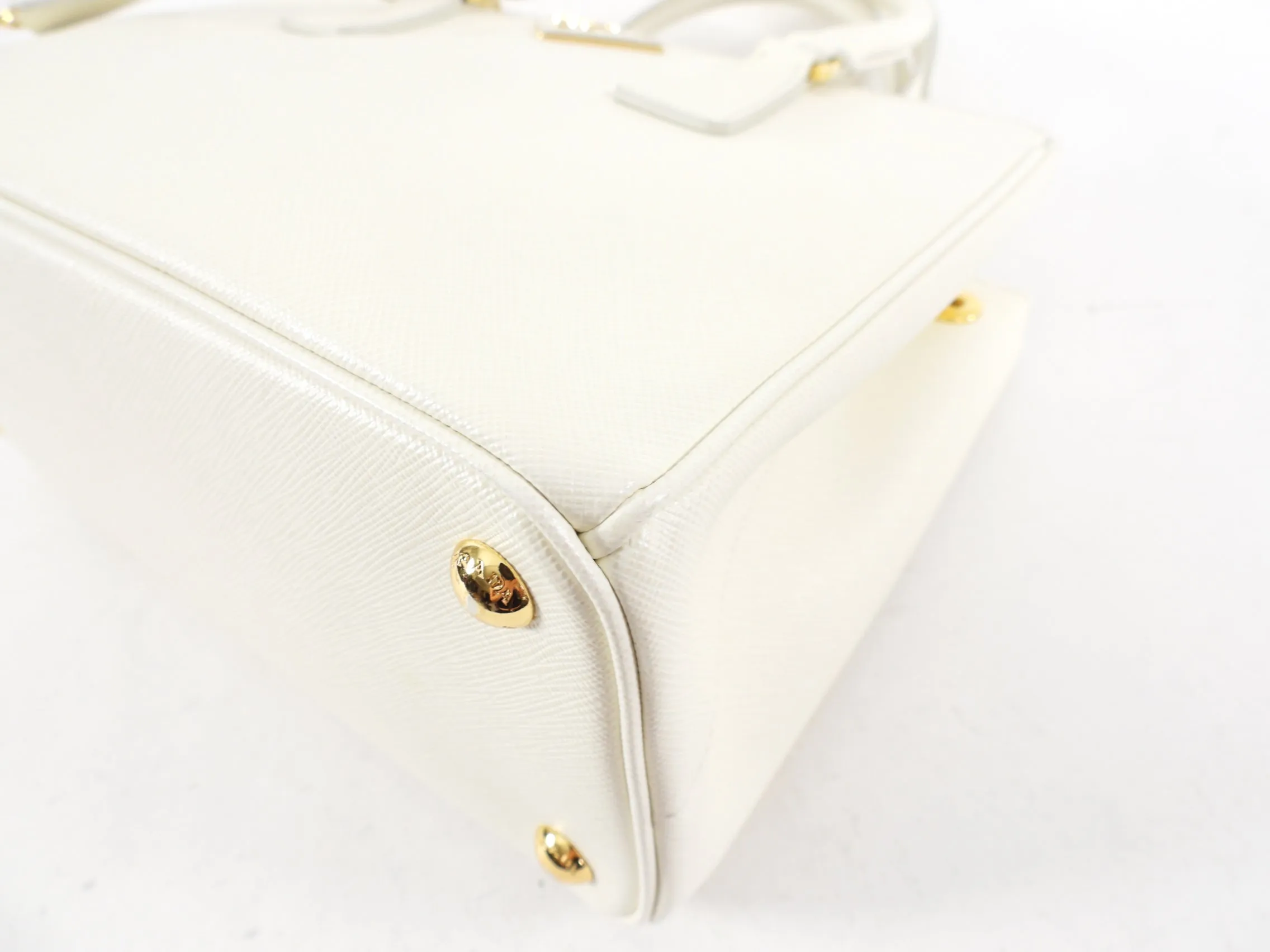 Prada Ivory Saffiano Medium Galleria Double Tote Bag