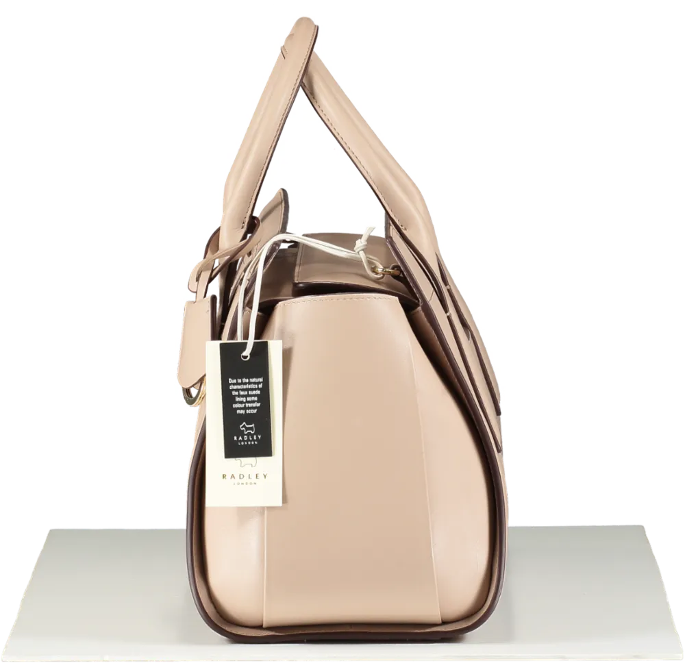 Radley London Nude Leather Woven Medium Flapover Top Handle Bag With Shoulder Strap