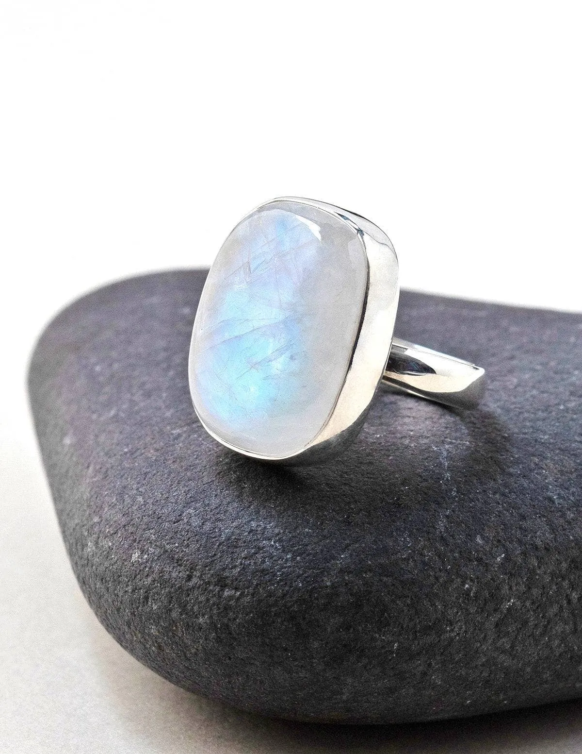 Rainbow Moonstone Square Ring - Adjustable