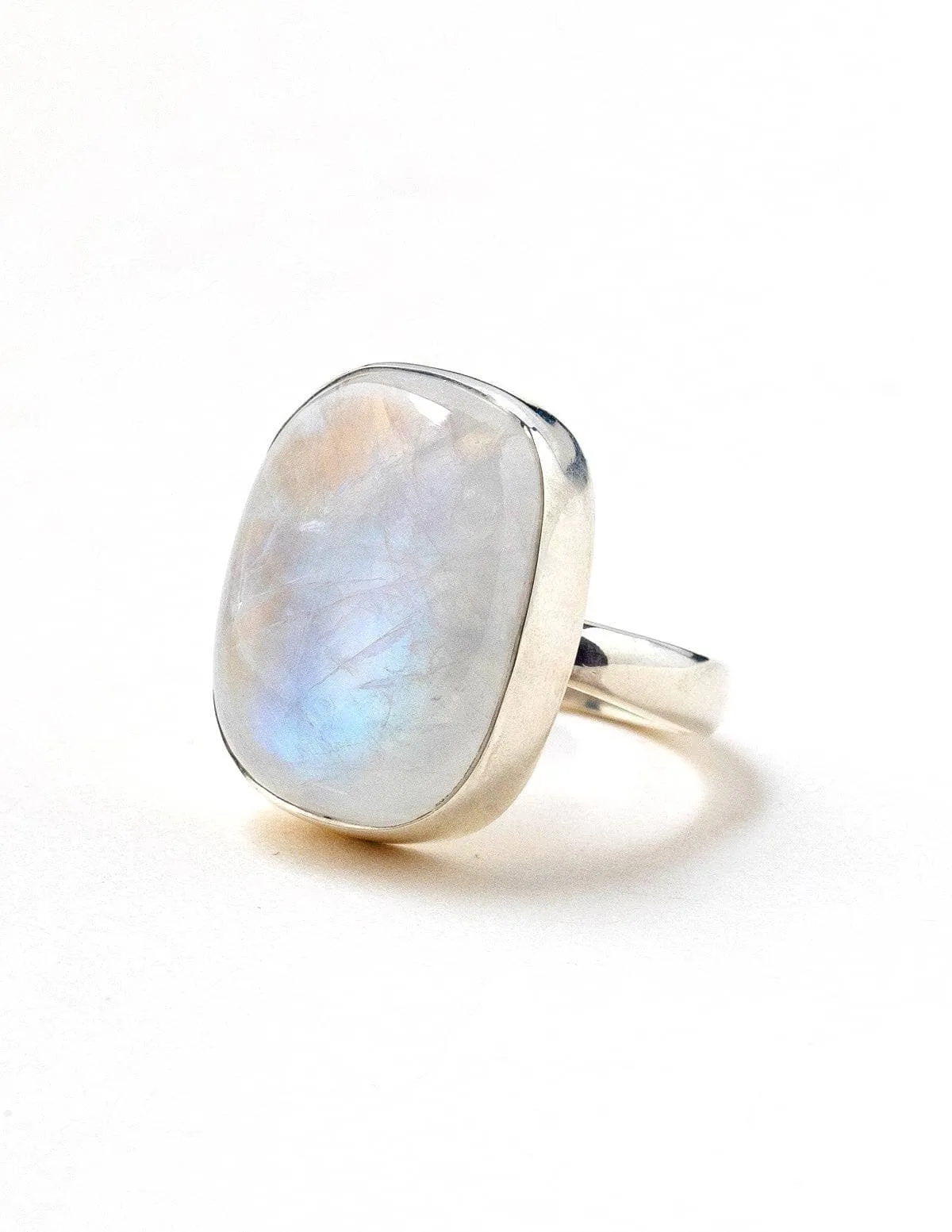 Rainbow Moonstone Square Ring - Adjustable