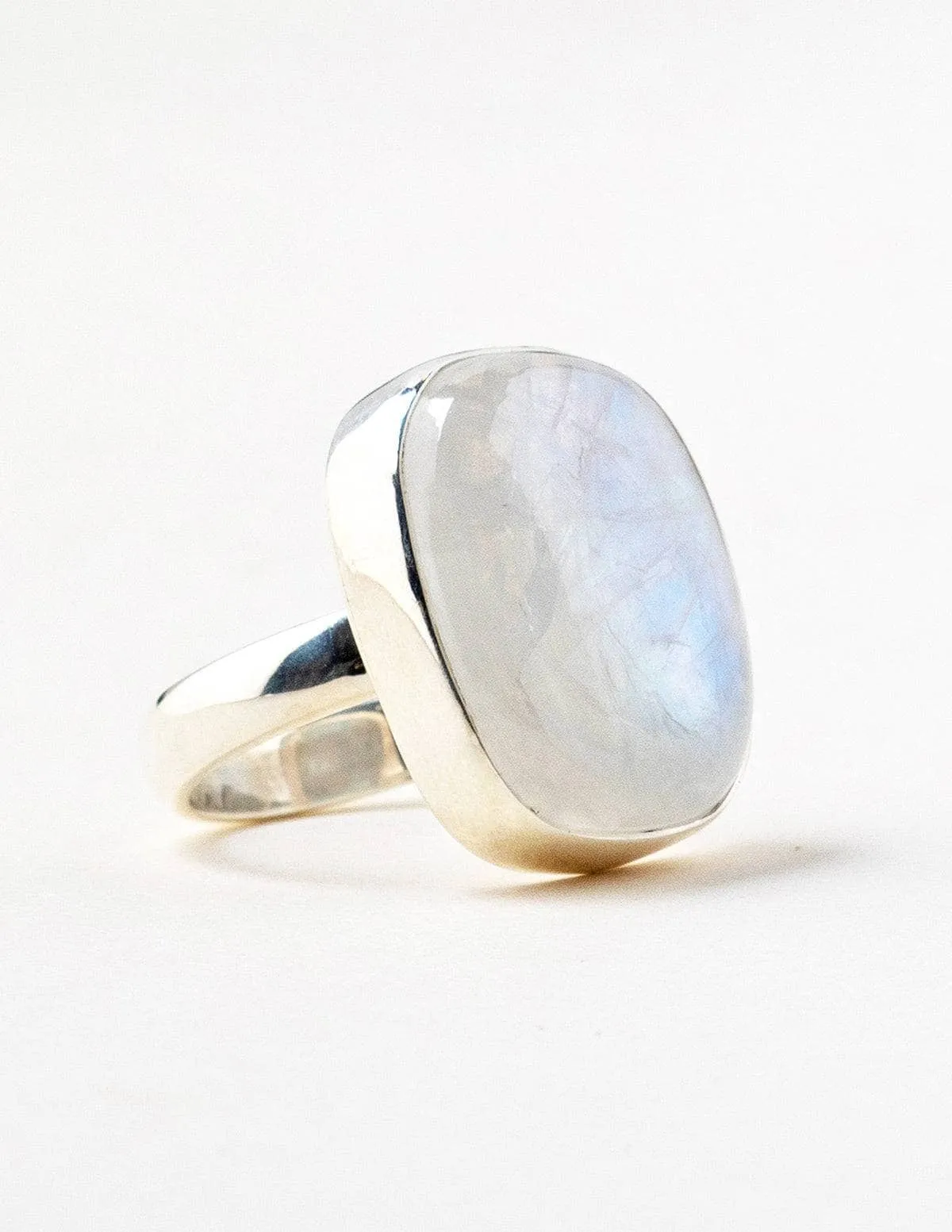 Rainbow Moonstone Square Ring - Adjustable