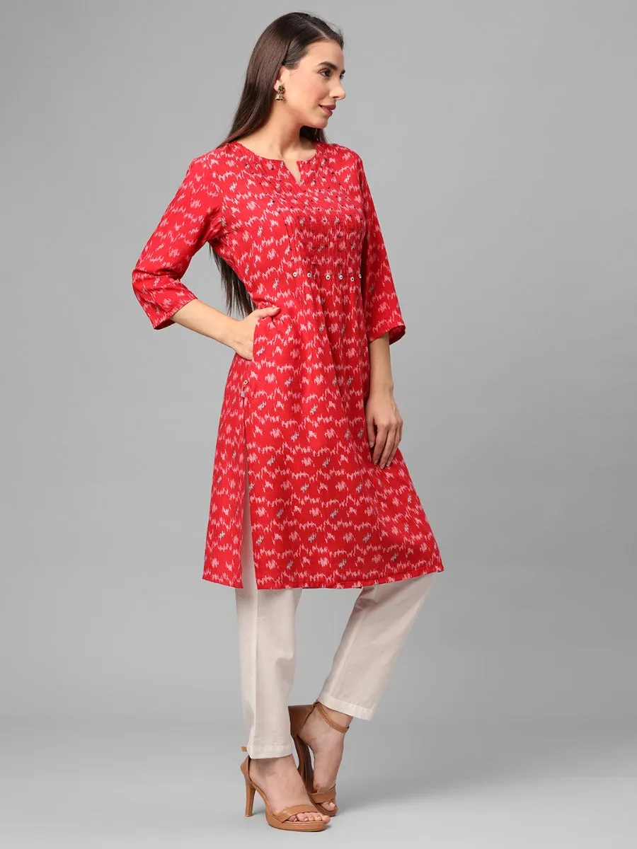 Red Abstract Printed Kurta