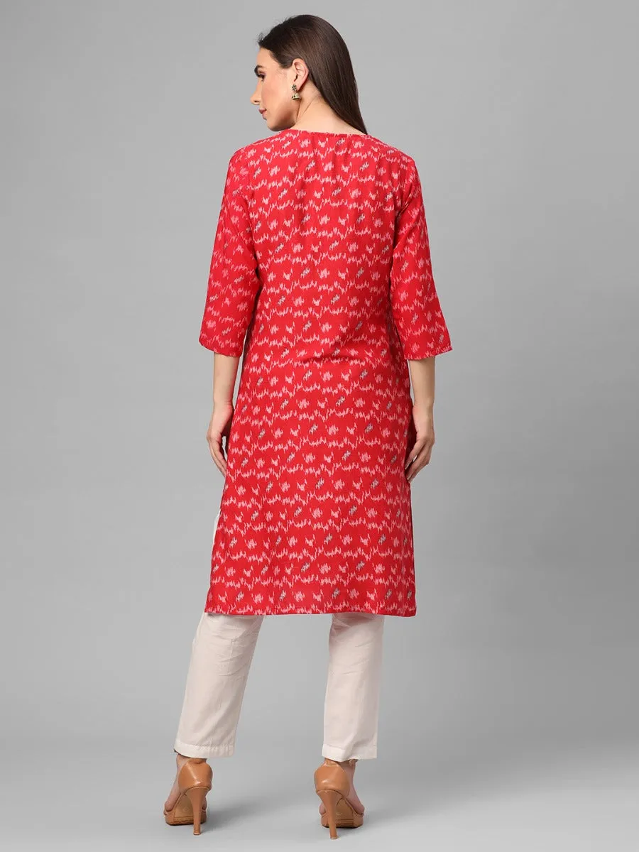 Red Abstract Printed Kurta