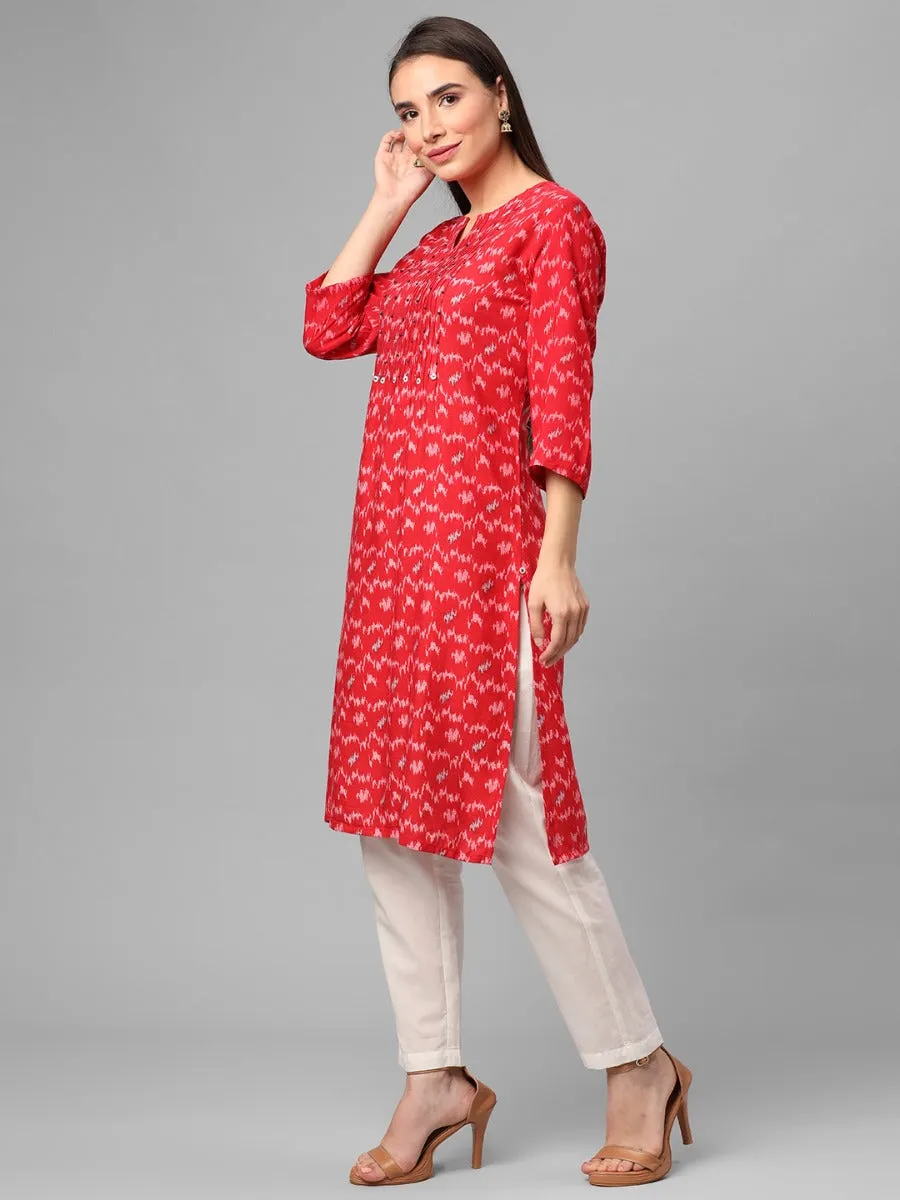 Red Abstract Printed Kurta