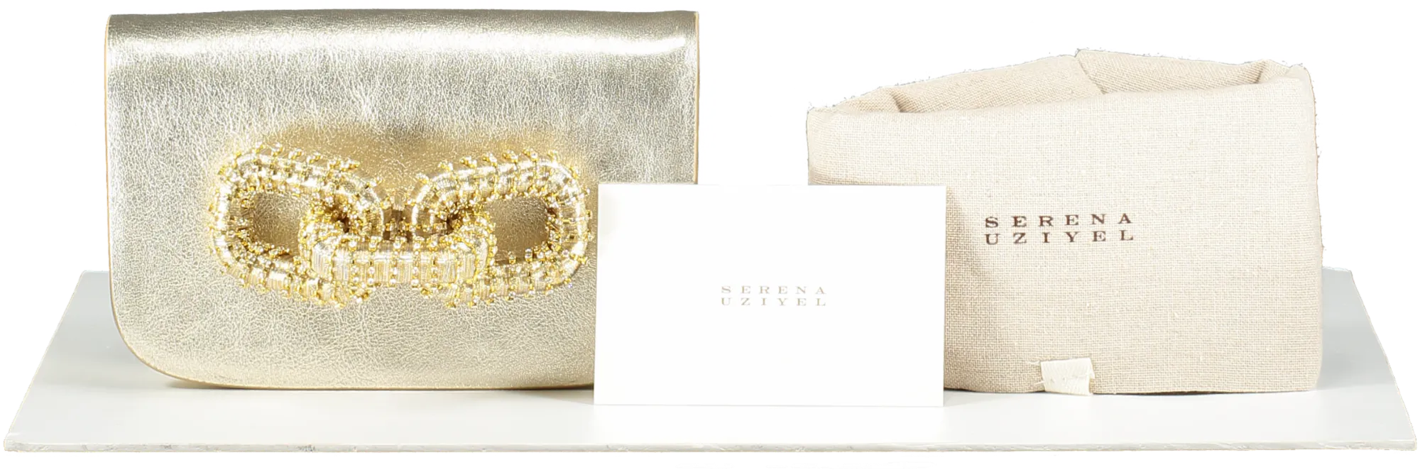 SERENA UZIYEL  Gold Catena Sahara & Glam Two-sided Clutch