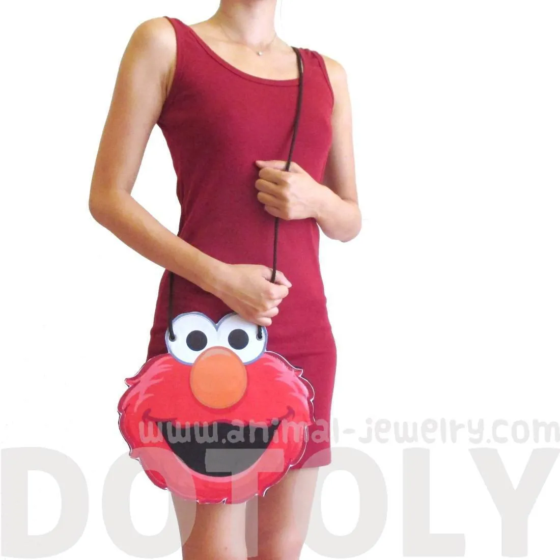 Sesame Street Elmo Muppet Shaped Vinyl Print Cross Body Bag | DOTOLY