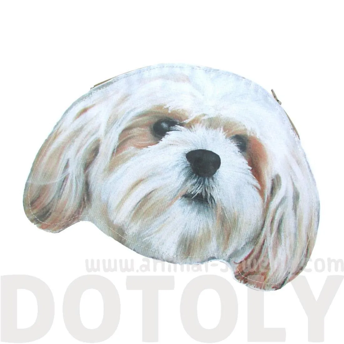 Shih Tzu Puppy Dog Head Shaped Animal Themed Vinyl Clutch Bag | Handmade