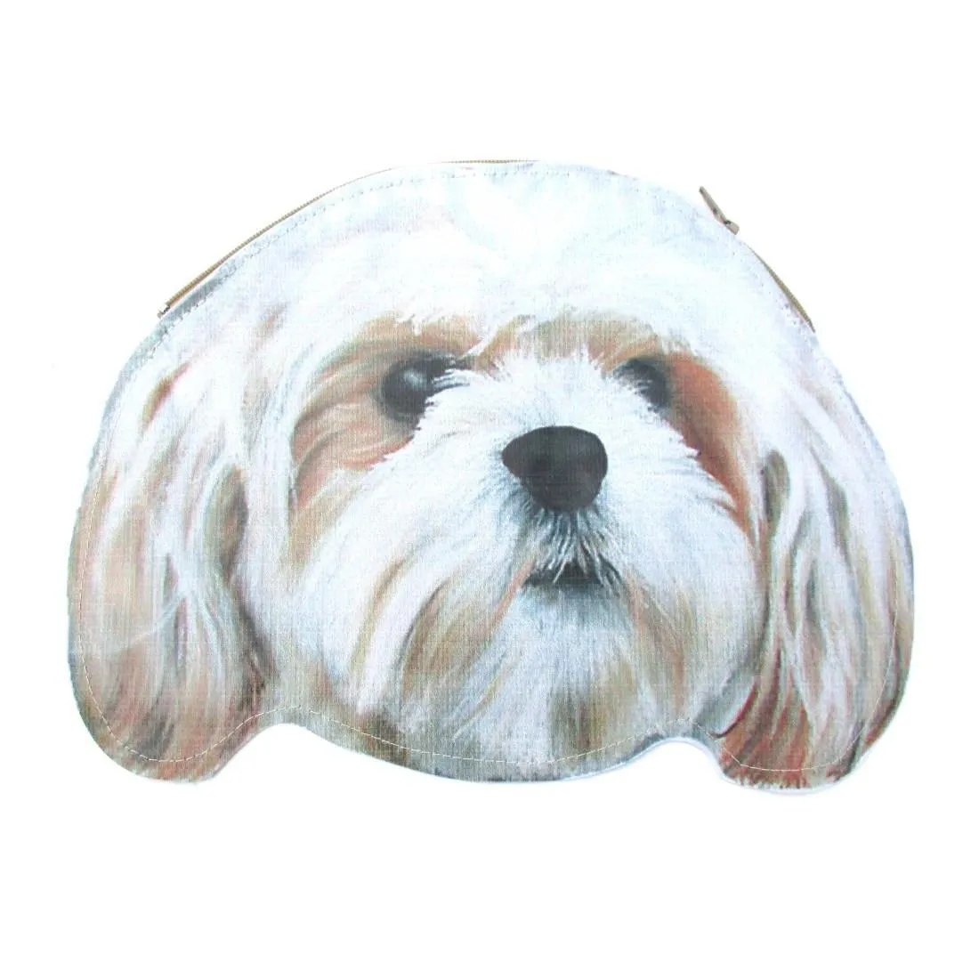 Shih Tzu Puppy Dog Head Shaped Animal Themed Vinyl Clutch Bag | Handmade