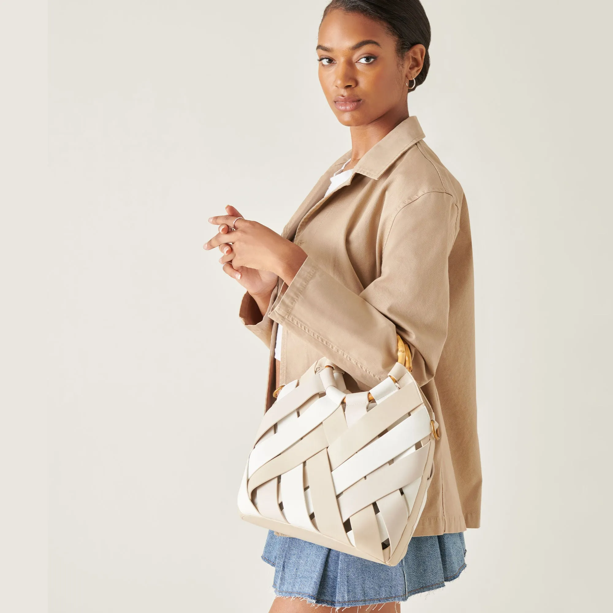 SIENNA HANDBAG IVORY MULTI FAUX LEATHER