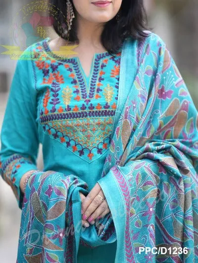 Sky Blue Ethnic  Embroidered Salwar Suit