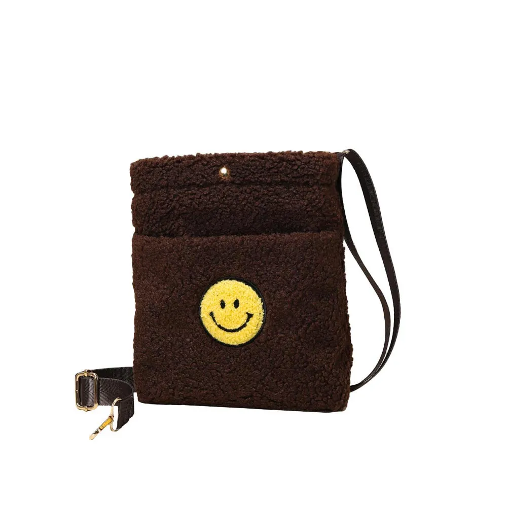 Smile Pointed Sherpa Rectangle Crossbody Bag