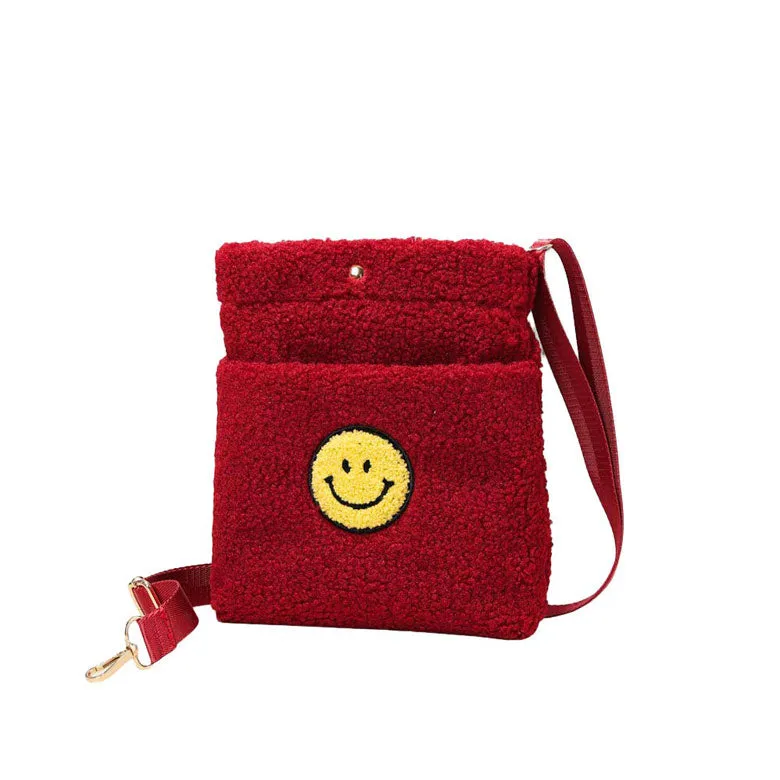 Smile Pointed Sherpa Rectangle Crossbody Bag