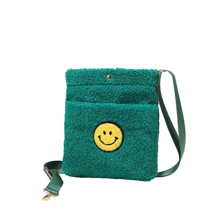 Smile Pointed Sherpa Rectangle Crossbody Bag