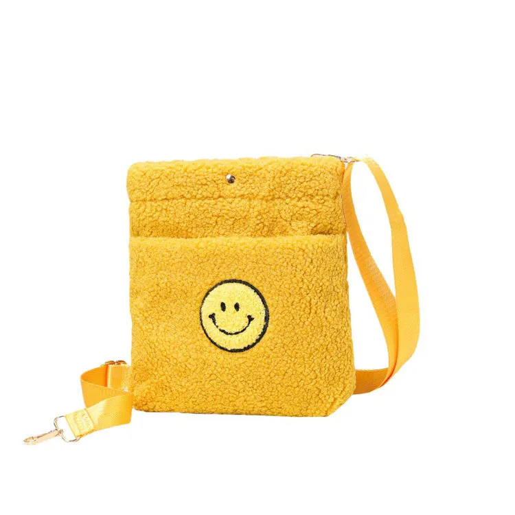 Smile Pointed Sherpa Rectangle Crossbody Bag