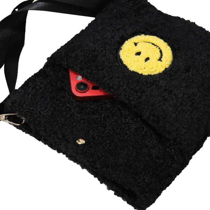 Smile Pointed Sherpa Rectangle Crossbody Bag