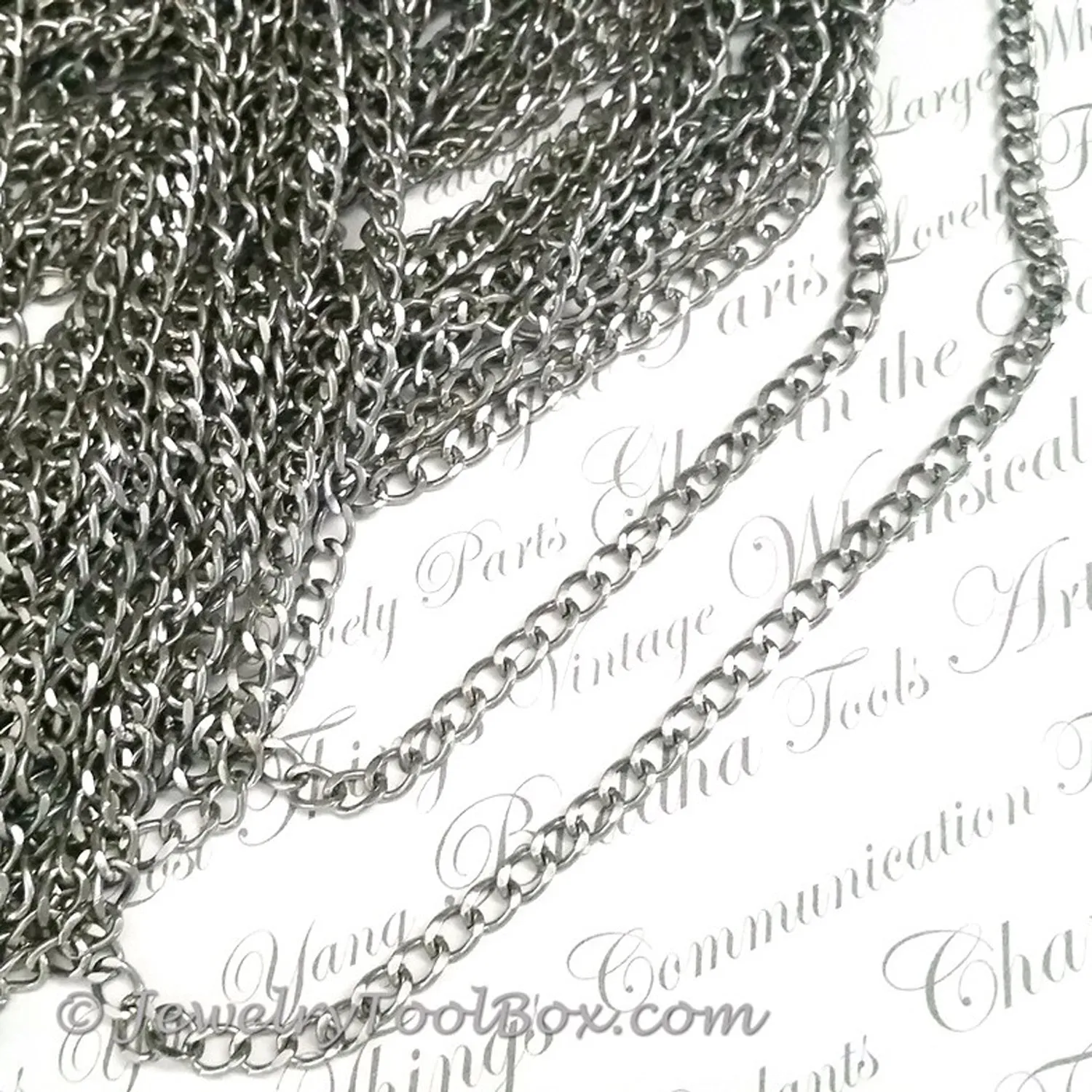 Stainless Twist Chain, 316 Grade, 4.5x1mm, Open Links, 25 Meters, #1924