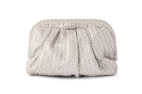 Stevie Pleated Woven Clutch (Silver)