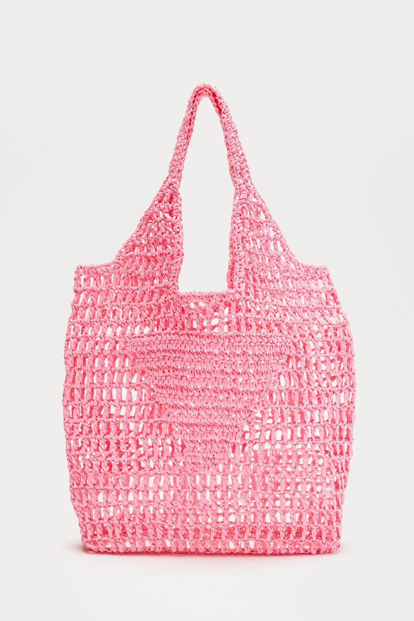 Triangle Crochet Tote Handbag - Pink