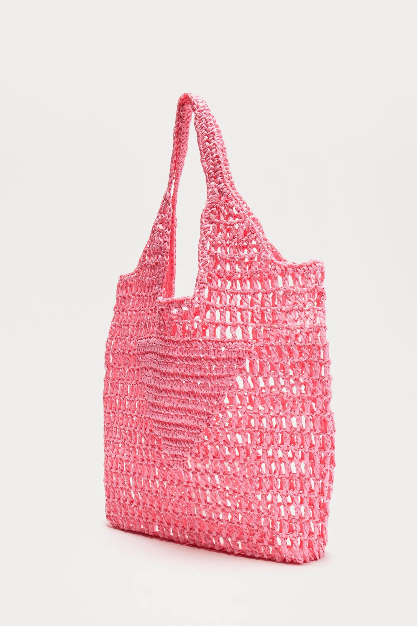 Triangle Crochet Tote Handbag - Pink