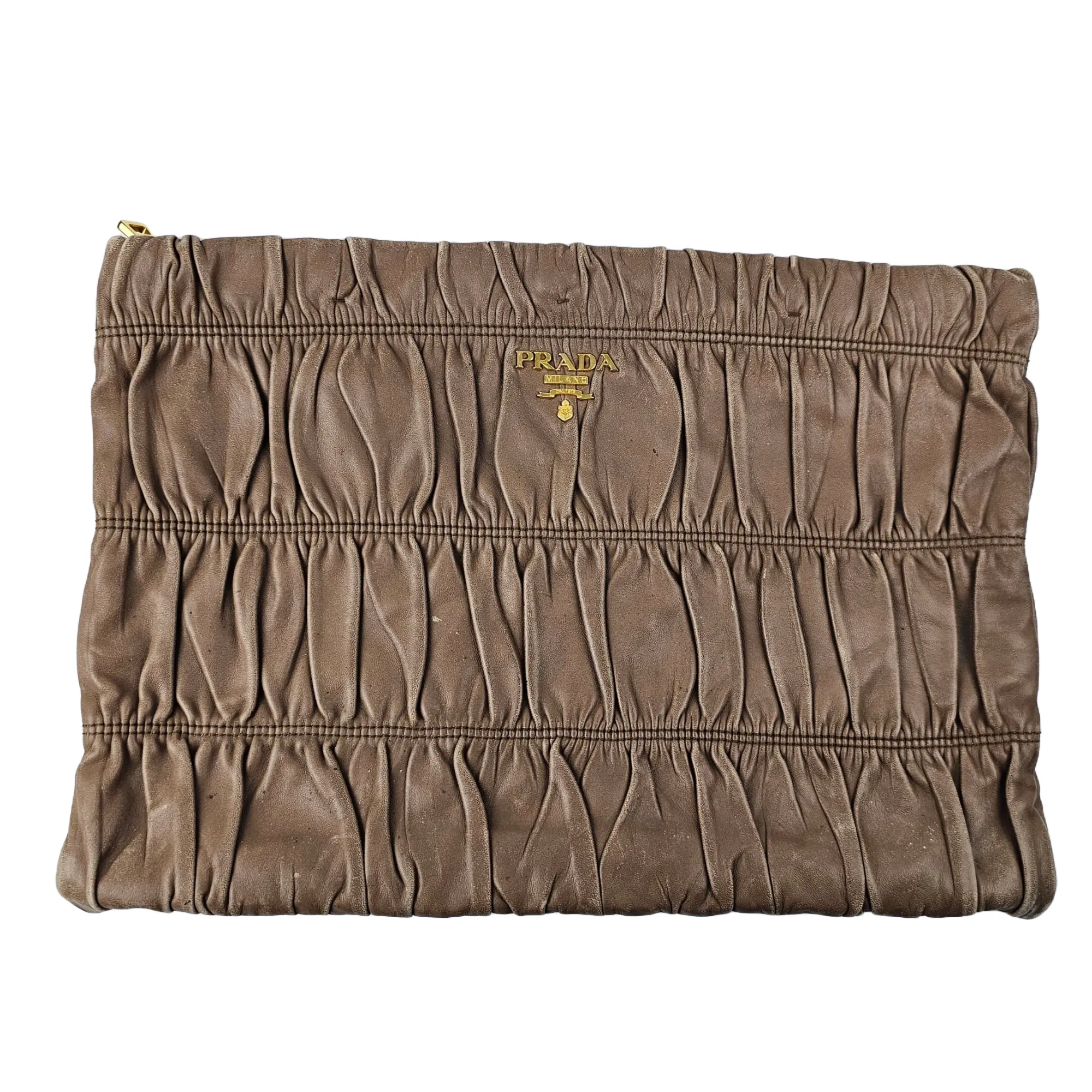 Visone Nappa Gaufre Leather Pochette Clutch Bag